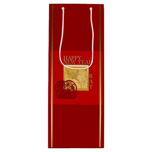 Lente Chinese Rat Year 2020 Wine Gift Bag Wijn Cadeautas (Voorkant)