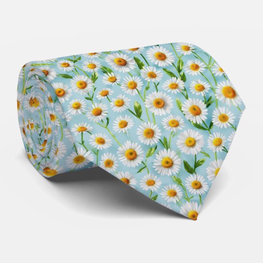 Lente Daisy Micro Patroon Stropdas (Opgerold)