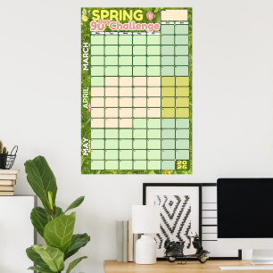 Lente Doelen Stellen Kalender 2025 90 Dagen Trac Poster