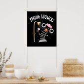 Lente Douches Grappig Seizoen Pun Dark BG Poster (Keuken)