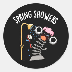 Lente Douches Grappig Seizoen Pun Dark BG Ronde Sticker