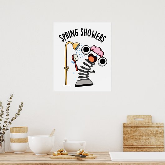 Lente Douches Grappig Seizoen Pun Poster (Keuken)