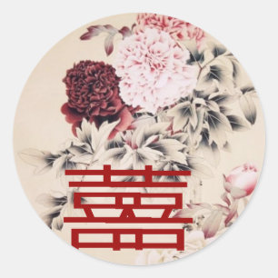  lente dubbel geluk / Chinees bruiloft Ronde Sticker
