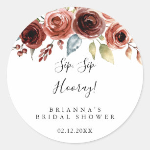 Lente Elegante Bloemige Proost Bruiloft Feest Ronde Sticker