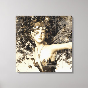 Lente Elf Bos Vintage Foto Fantasie Kunst Canvas Afdruk