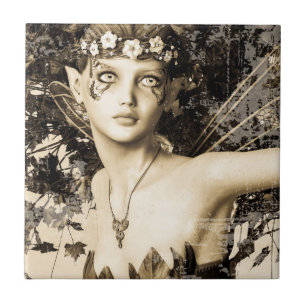 Lente Elf Bos Vintage Foto Fantasie Kunst Tegeltje