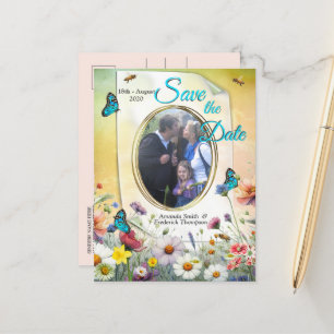 Lente en Zomer Bloeiende Bloemen Aankondigingskaart