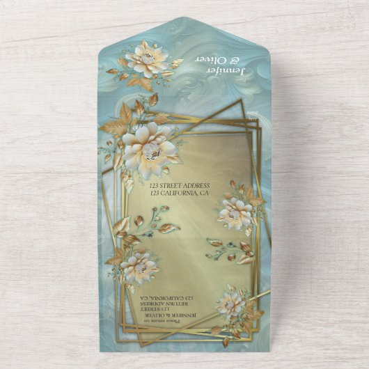 Lente en Zomer Bloeiende Bloemen All In One Uitnodiging (Buitenkant)