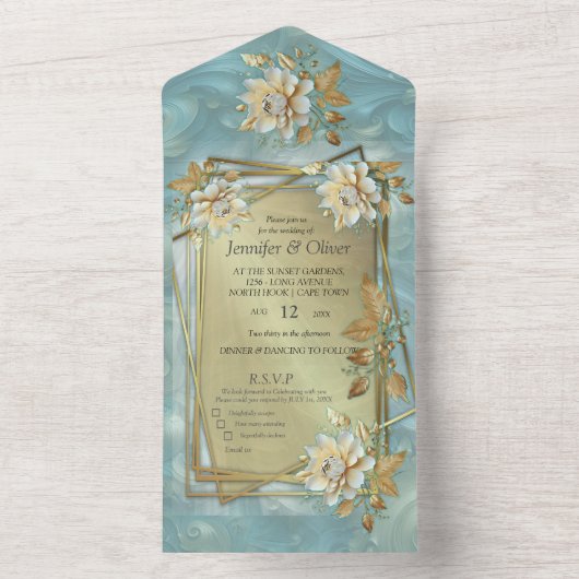 Lente en Zomer Bloeiende Bloemen All In One Uitnodiging (Binnen)