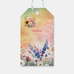 Lente en Zomer Bloeiende Bloemen Cadeaulabel