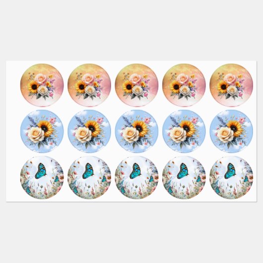 Lente en Zomer Bloeiende Bloemen Labels (Vel)