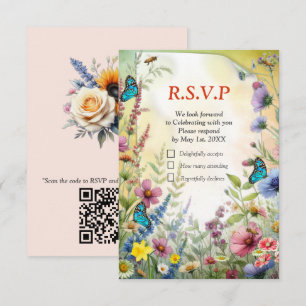 Lente en Zomer Bloeiende Bloemen RSVP Kaartje