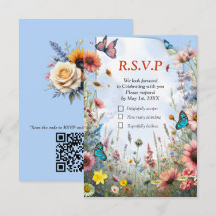 Lente en Zomer Bloeiende Bloemen RSVP Kaartje