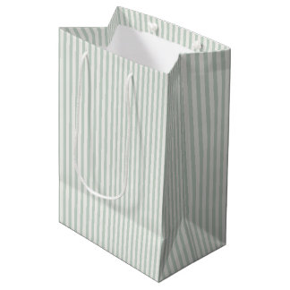 Lente-erfgoedstrepen | Gedempte salie Medium Cadeauzakje