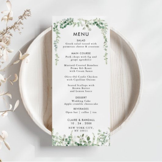 Lente Eucalyptus Groen Bruiloft Flat Menu
