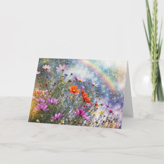 Lente-eveninggroet met bloemen kaart (Voorkant)