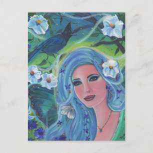 Lente fee maanbloem kunst van Renee Lavoie Briefkaart