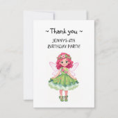 lente fee meisje roze en groen bedankkaart (Voorkant)