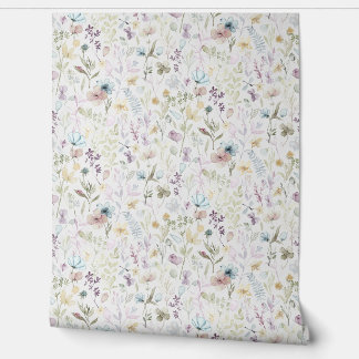 Lente flora en fauna waterverf bloemen behang
