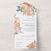  lente-Floral Waterverf bruiloft All In One Uitnodiging (Binnen)