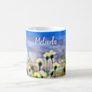 Lente Geel Bloem Tuin Vlinders Blauwe Hemel Koffiemok