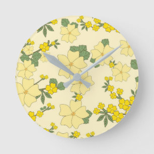 Lente Gele Bloem Patroon Ronde Klok