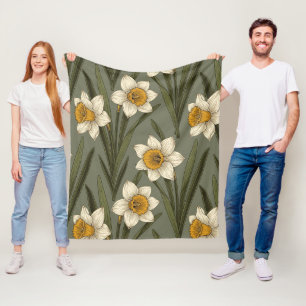 Lente Gele Narcis Bloem Botanisch Patroon Fleece Deken