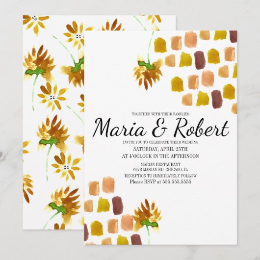 Lente Gele Waterverf Bloemen Schilderachtige Hoek Kaart (Voorkant / Achterkant)