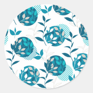 Lente Groen Bladgroen en bladeren Modern Patroon Ronde Sticker