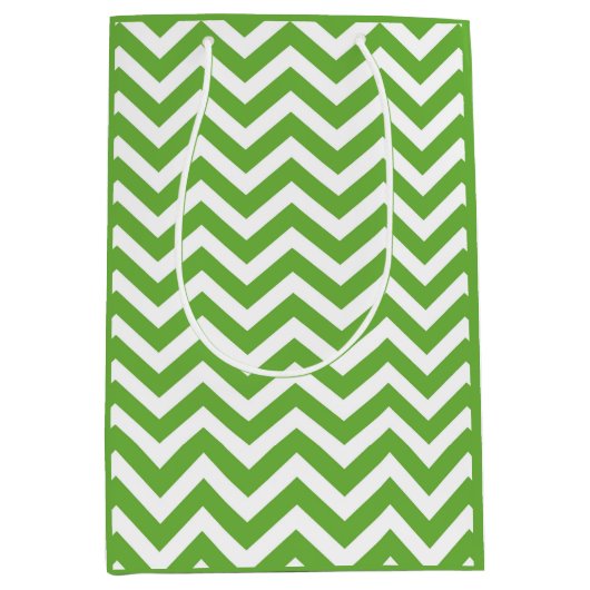 Lente groen & wit chevron bruiloft verjaardag medium cadeauzakje (Voorkant)