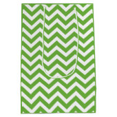 Lente groen & wit chevron bruiloft verjaardag medium cadeauzakje (Achterkant)