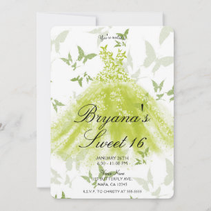 Lente Groene Vlinder Dansjurk Sweet 16 Kaart