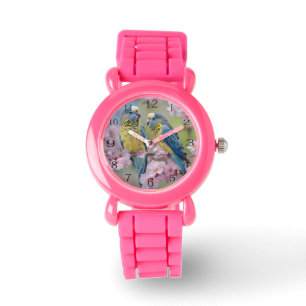 Lente Harmonie: Blauwe en Gele Budgies Horloge