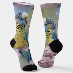 Lente Harmonie: Blauwe en Gele Budgies Sokken