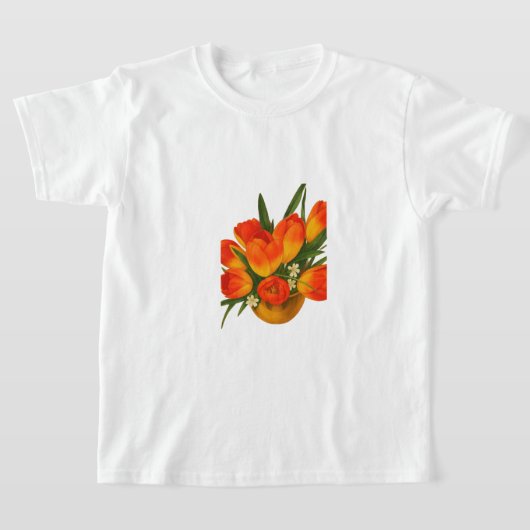 Lente Harmonie – Oranje & Gele Tulpen T-shirt (Laagn)