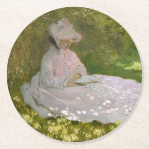 Lente, Impressionistisch Portret, Claude Monet Ronde Kartonnen Onderzetter