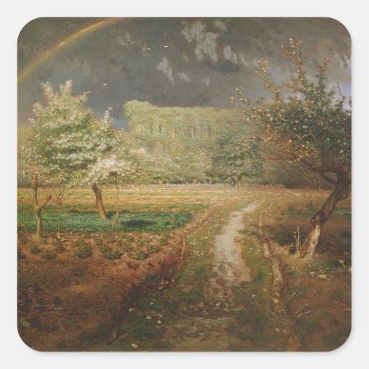 Lente in Barbizon, 1868-73 Vierkante Sticker (Voorkant)