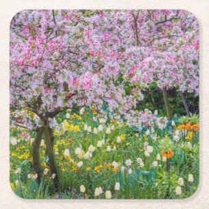 Lente in Claude Monets tuin Vierkante Kartonnen Onderzetter