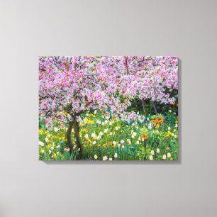 Lente in de tuin van Claude Monet Canvas Afdruk