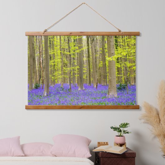 Lente in het blauw bos hangend wandkleed (Slaapkamer)