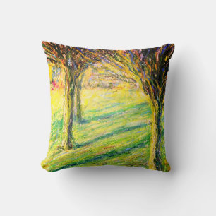 Lente in het parkpastelschilderij kussen