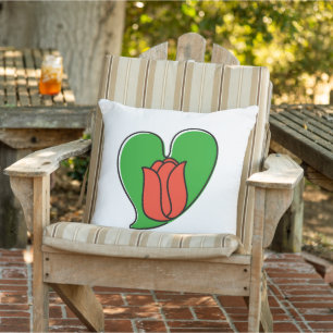 Lente in liefde - Rode tulpen werpkussen Buitenkussen