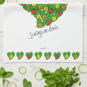 Lente in liefdeskleurige Tulpen (rood, geel, oranj Theedoek