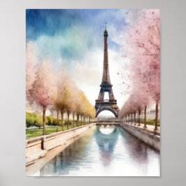 Lente in Parijs Eiffeltoren Kunst Poster