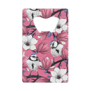 Lente in roze kredietkaart flessenopener