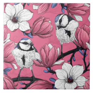 Lente in roze tegeltje