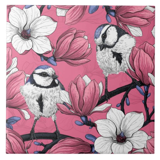 Lente in roze tegeltje (Voorkant)