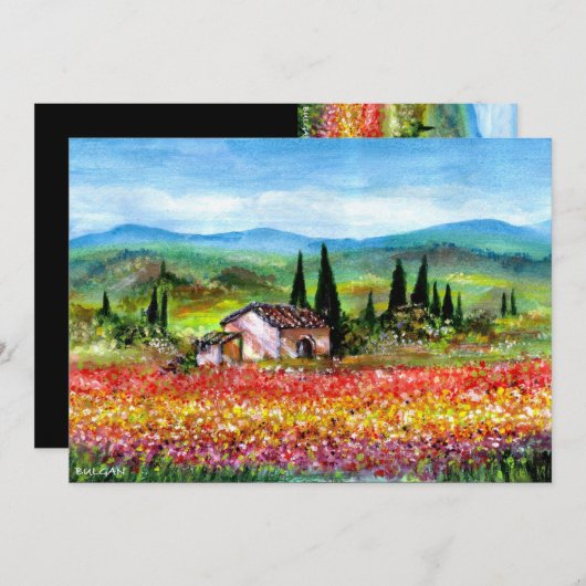 LENTE IN TUSCANJE, helder rood roze geel blauw Kaart (Voorkant / Achterkant)