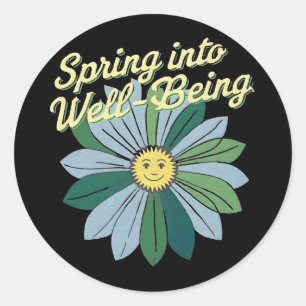 Lente in Welzijn Retro Wellness Bloem Ronde Sticker