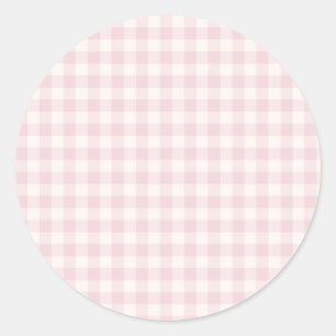 Lente Klassieke Gingham Zachte Blos Ronde Sticker